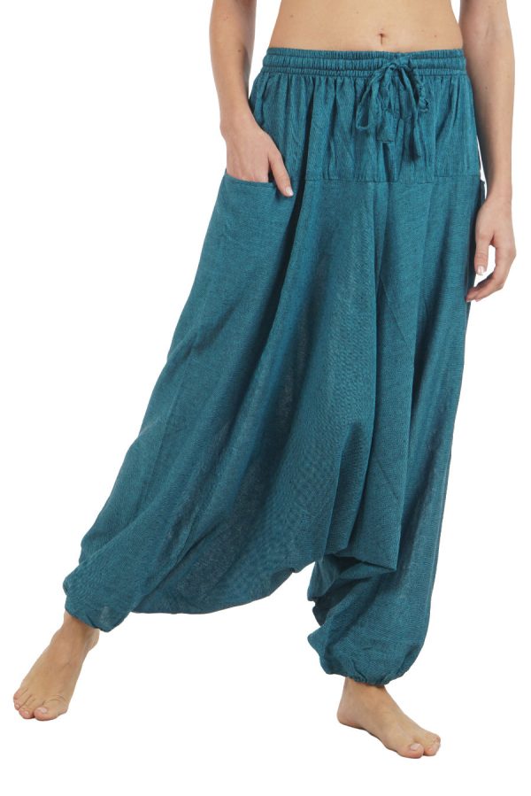 meditation harem pants-petrol green