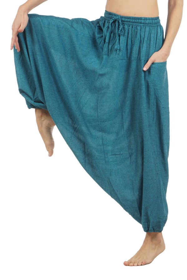 meditation harem pants-petrol green