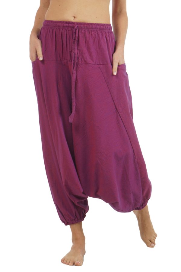 meditation harem pants - dark pink