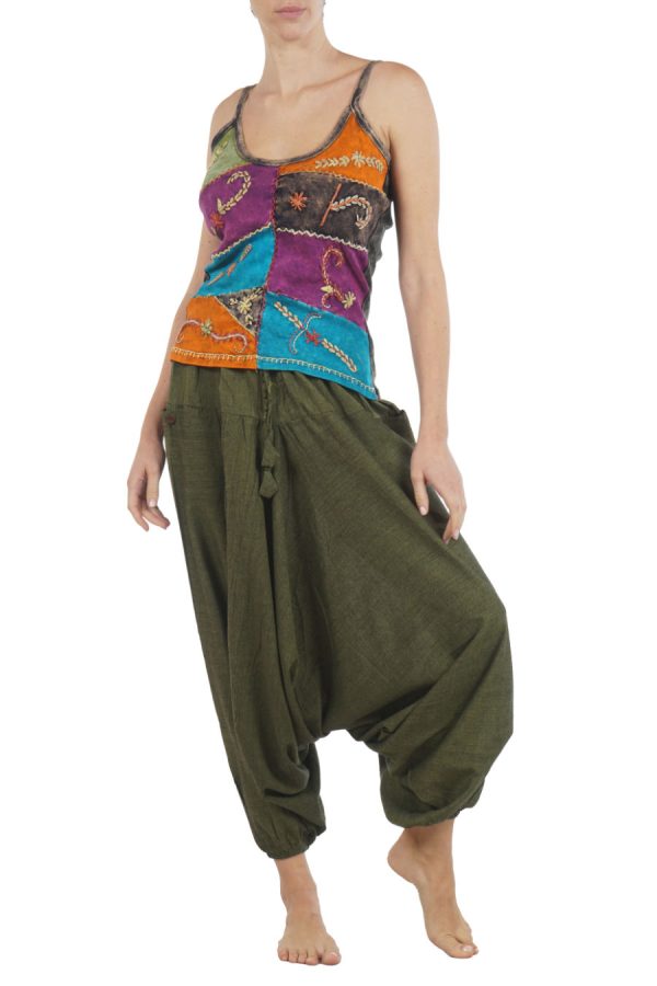 meditation harem pants - olive green