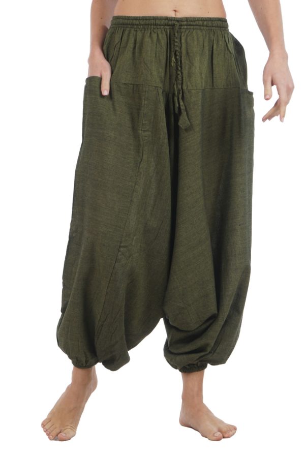 meditation harem pants - olive green