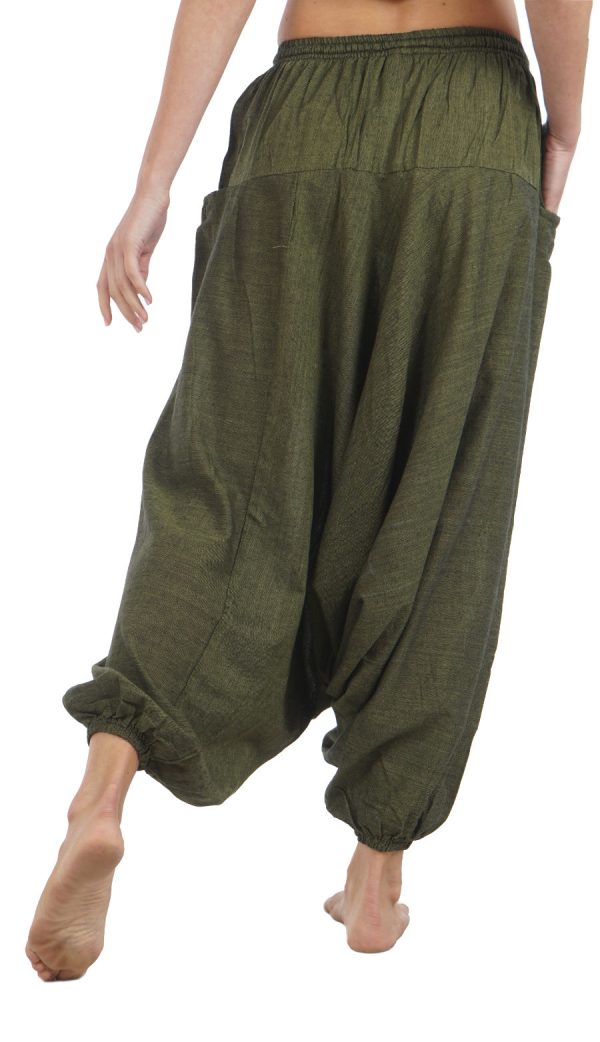 meditation harem pants - olive green