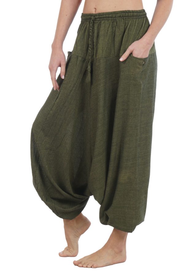 meditation harem pants - olive green