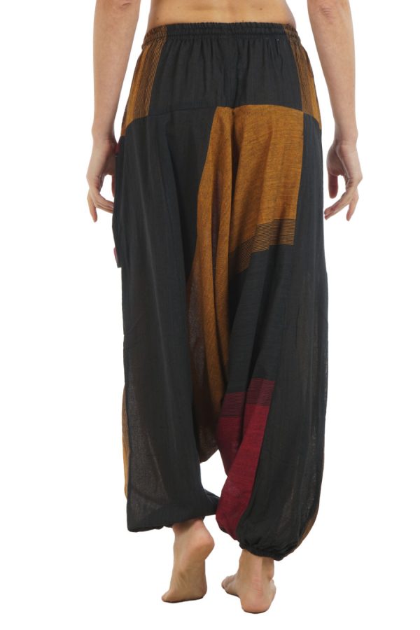 meditation harem pants - bordo-ochre-black