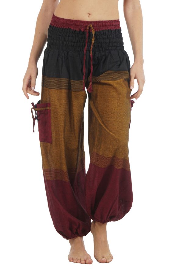 yoga pants - ochre-bordo-black