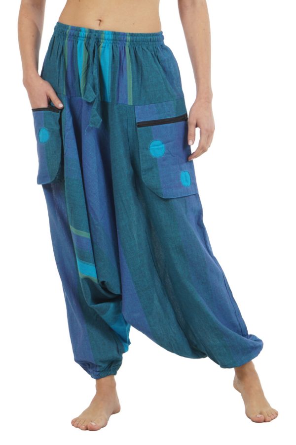 meditation harem pants -turquoise-blue