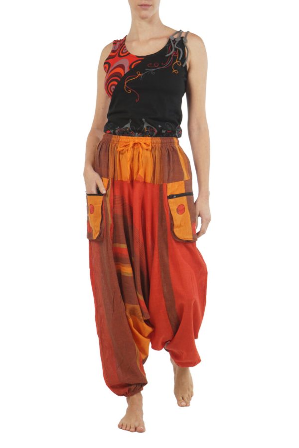 meditation harem pants - red-orangemeditation harem pants - red-orange