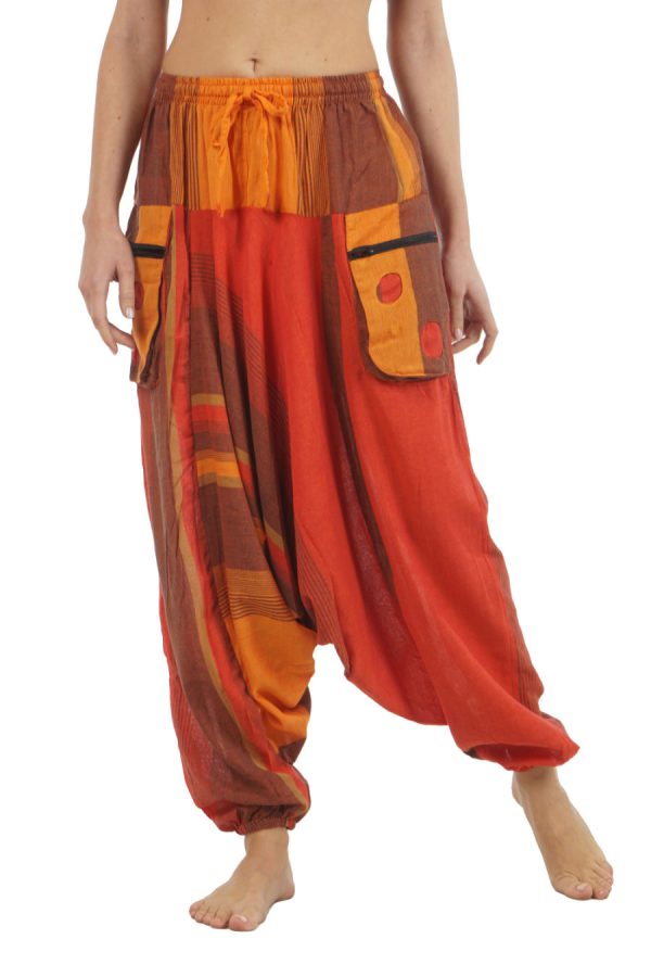 meditation harem pants - red-orange