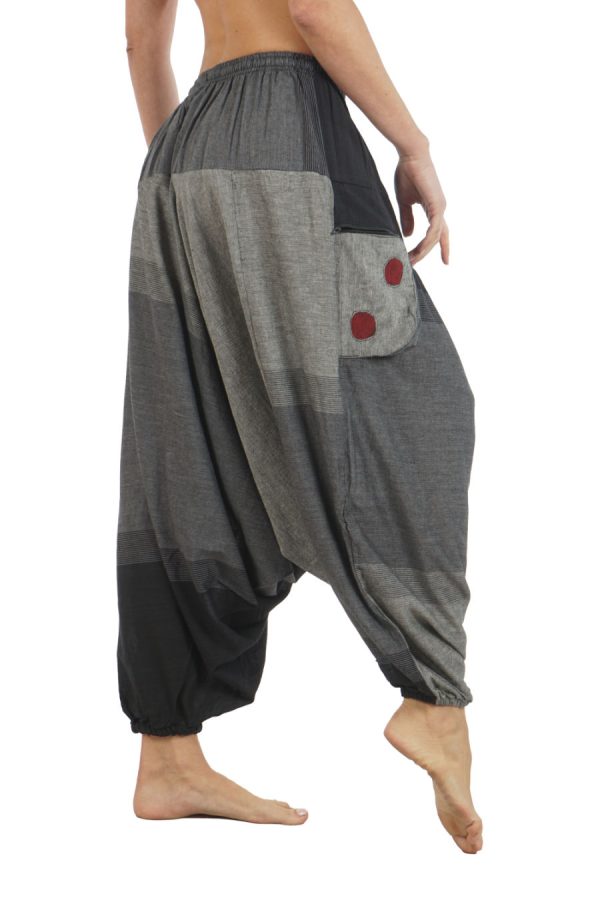 meditation harem pants - black-grey