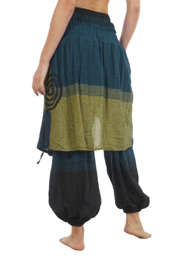 oriental pants petrol-green-black