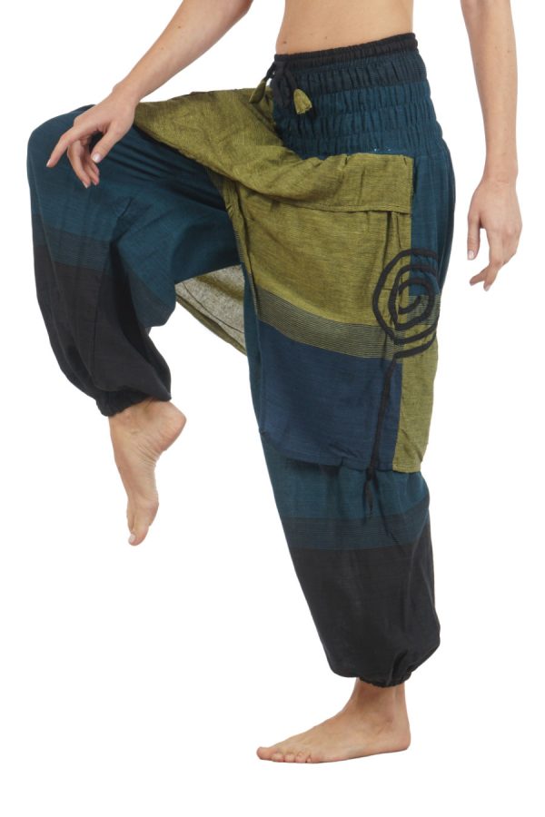 oriental pants petrol-green-black