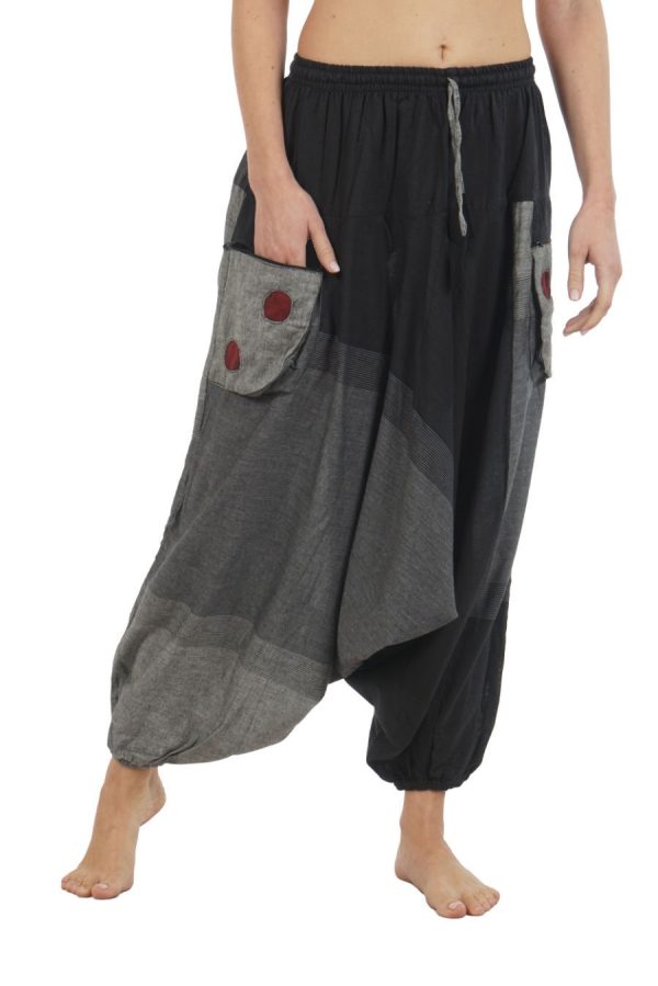 meditation harem pants - black-grey