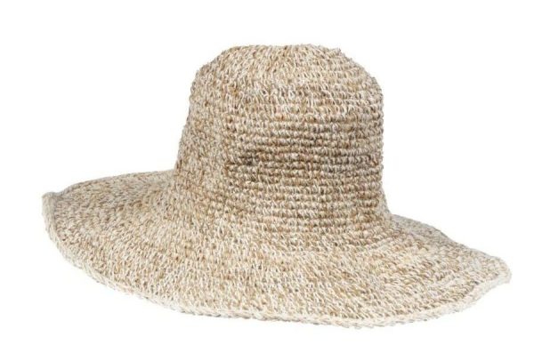 hemp - cotton -  hat - μονόχρωμο - φαρδύ μπορ - εκρούhemp  - cotton - hat - αραιή πλέξη - a