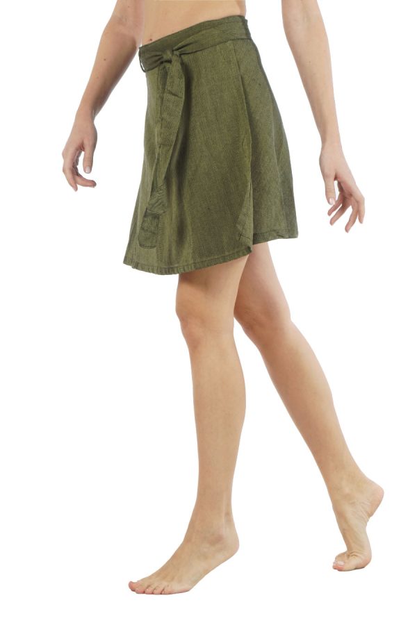 mini wrap skirt - olive green