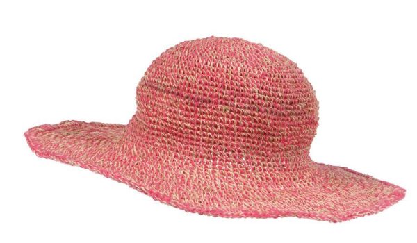 hemp - cotton -  hat - large brim - plain color - pinkhemp - cotton -  hat - large brim - plain color - pink