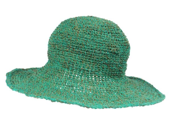 hemp - cotton -  hat - large brim - plain color - greenhemp - cotton -  hat - large brim - plain color - green