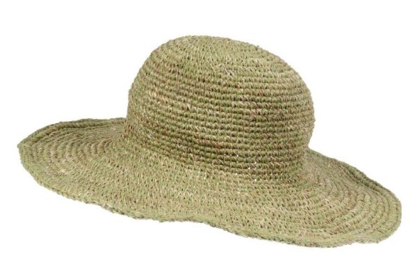 hemp - cotton -  hat - large brim - plain color - olive green