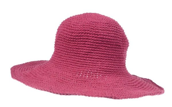 cotton - hat - large brim - plain color - bordo