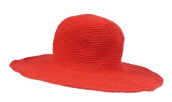 cotton - hat - large brim - plain color - redcotton - hat - large brim - plain color - red