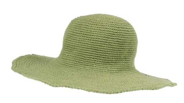 cotton - hat - large brim - plain color - olive greencotton - hat - large brim - plain color - olive green