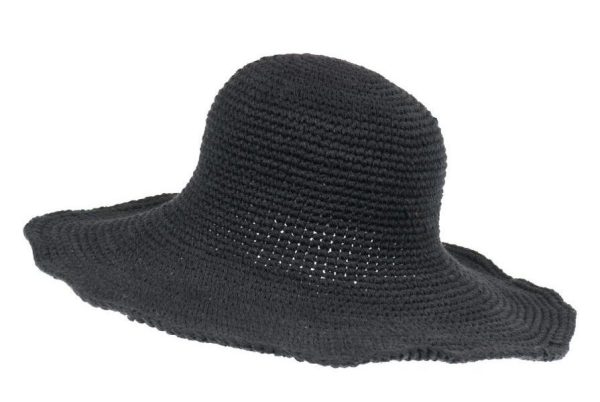 cotton -  hat - large brim - plain color -  blackcotton -  hat - large brim - plain color -  black