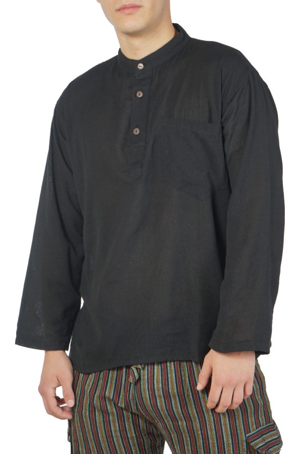 βαμβακερό πουκάμισο Μάο - μαύροβαμβακερό πουκάμισο Μάο - μαύρο