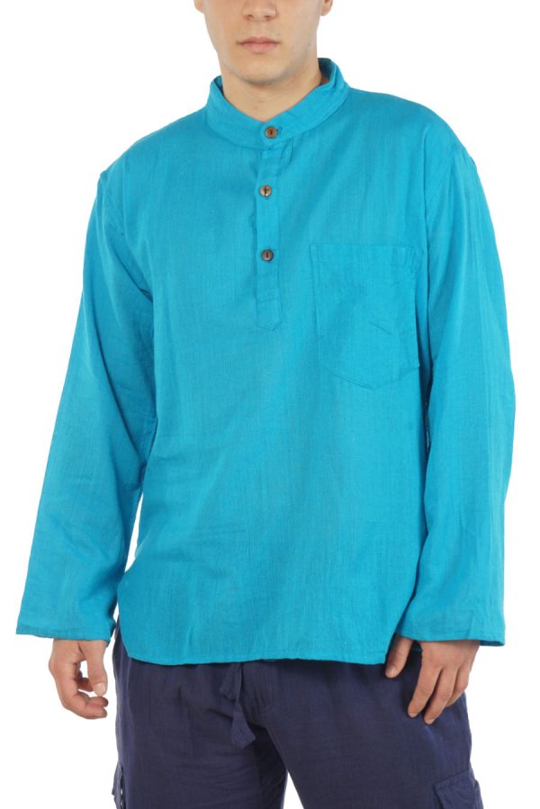 Cotton Mao Shirt - turquoiseCotton Mao Shirt - turquoise