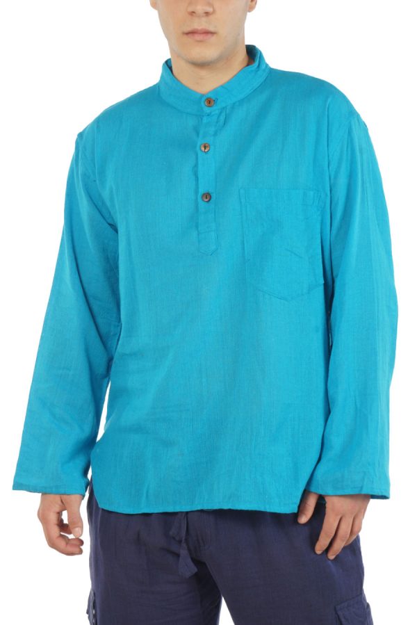 Cotton Mao Shirt - turquoise