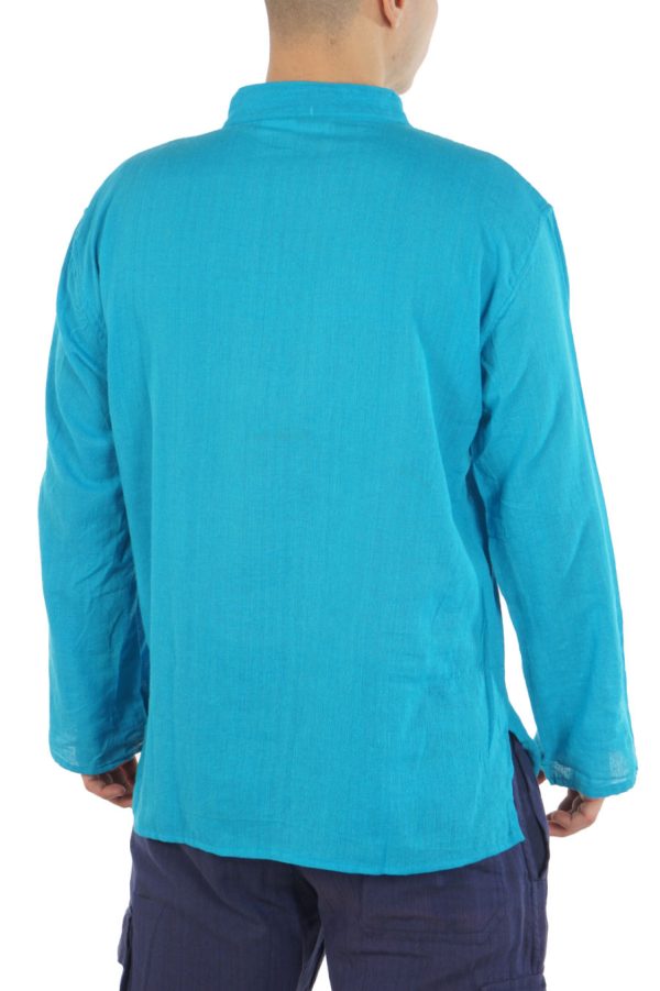 Cotton Mao Shirt - turquoise