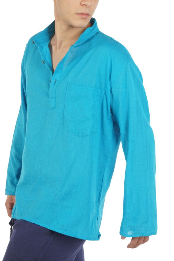 Cotton Mao Shirt - turquoise