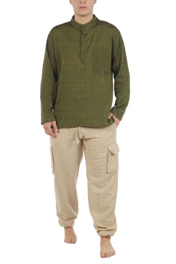 Cotton Mao Shirt - olive green