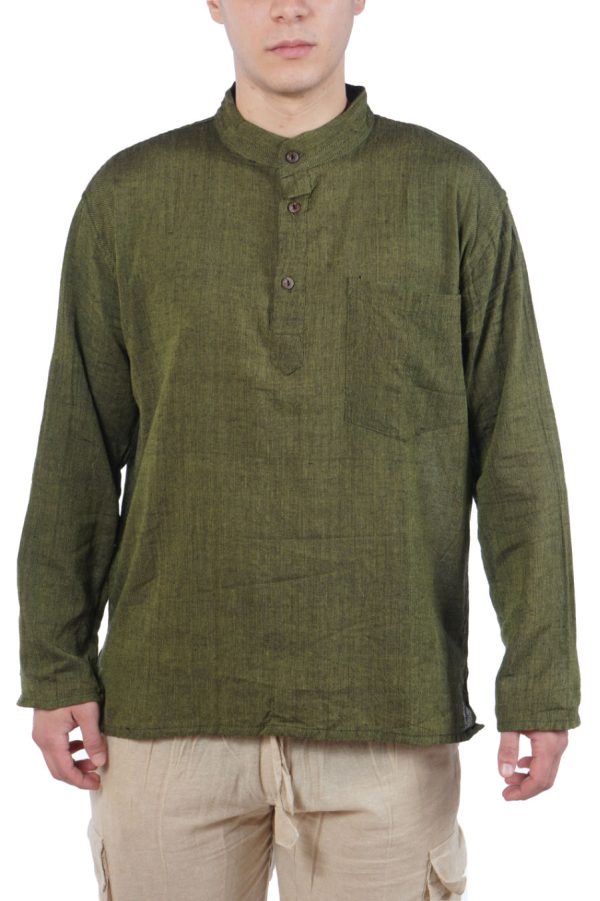 Cotton Mao Shirt - olive green