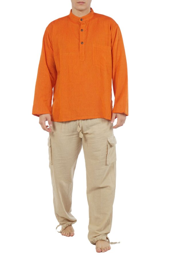 βαμβακερό πουκάμισο Μάο - πορτοκαλί