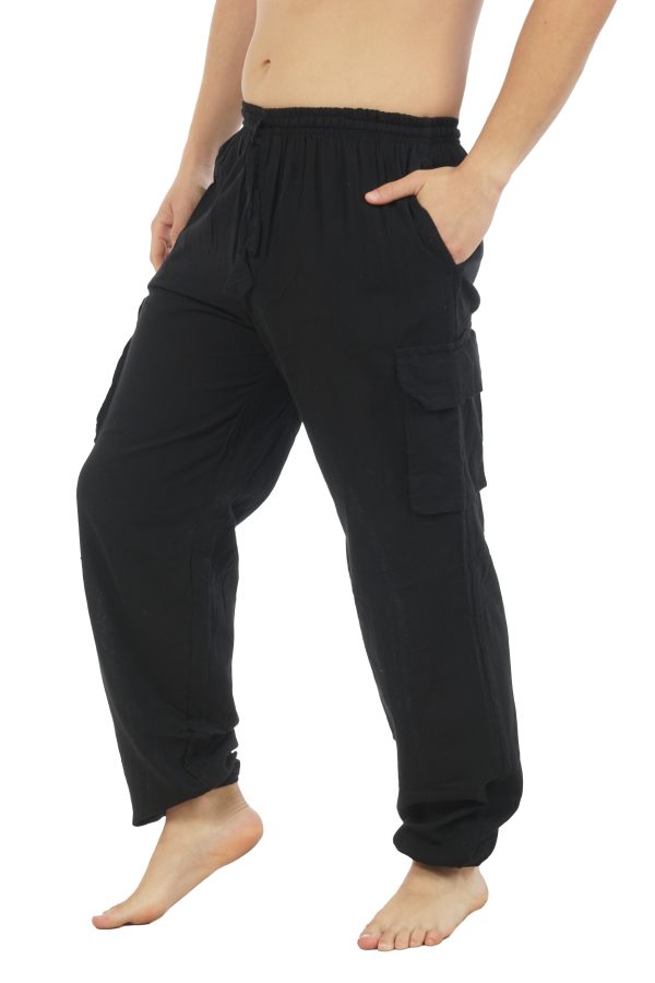 cotton cargo pants - black