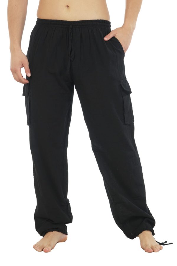 cotton cargo pants - black