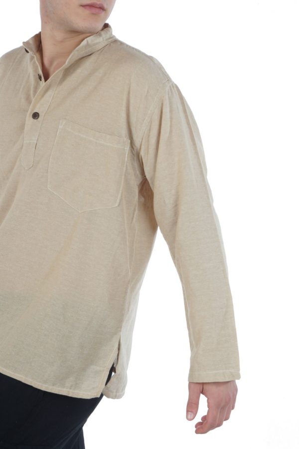 βαμβακερό πουκάμισο Μάο - εκρού