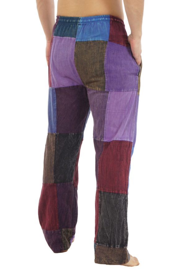 cotton pants - patchwork - blue purple