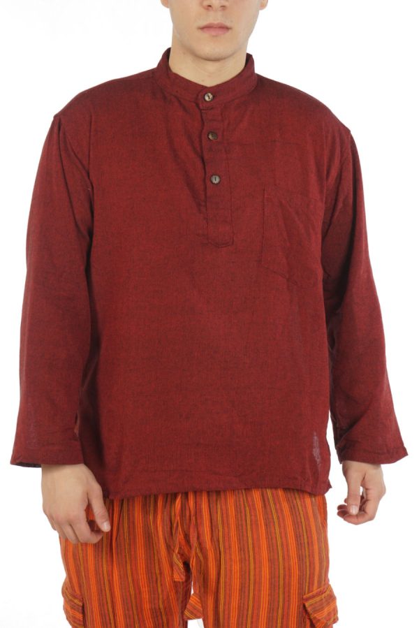 Cotton Mao Shirt - bordo