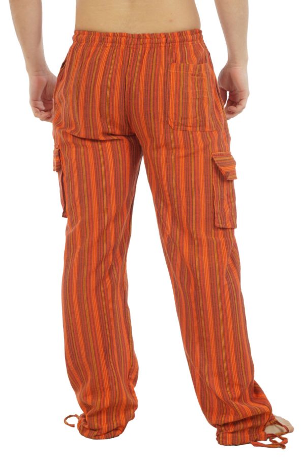 cotton cargo pants with stripes - orange