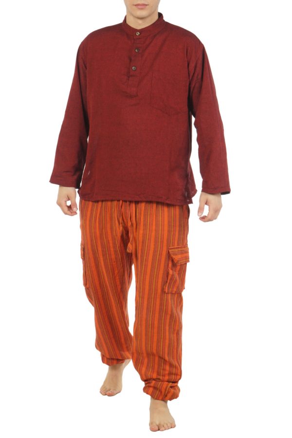 cotton cargo pants with stripes - orange