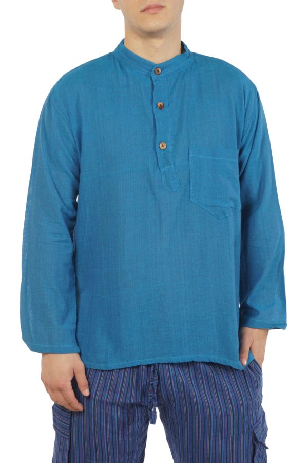 Cotton Mao Shirt - blueCotton Mao Shirt - blue