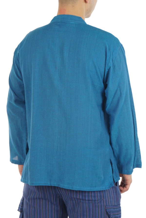 βαμβακερό πουκάμισο Μάο - μπλε
