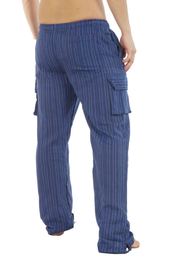 cotton cargo pants with stripes - blue