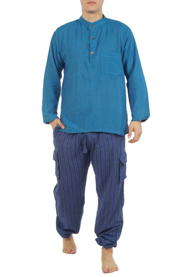 cotton cargo pants with stripes - blue