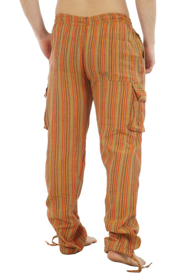 cotton cargo pants with stripes - orange - yellow