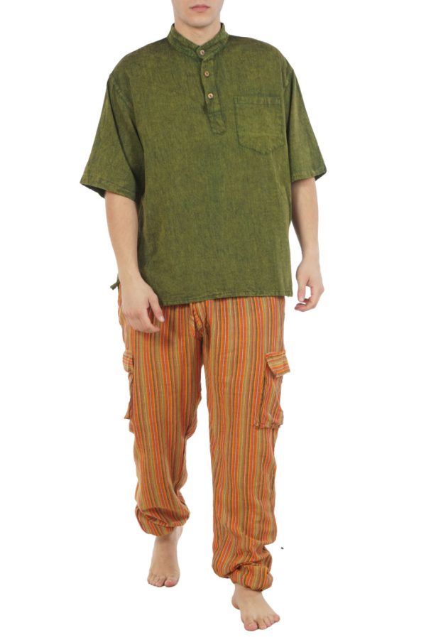 cotton cargo pants with stripes - orange - yellow